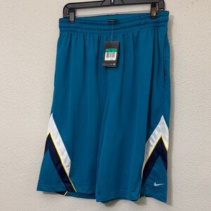 Nike Men's Blue Athletic Shorts with White and Navy Accents